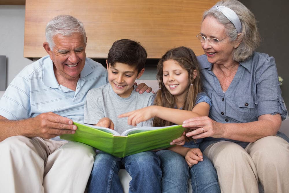 Family sharing memories together