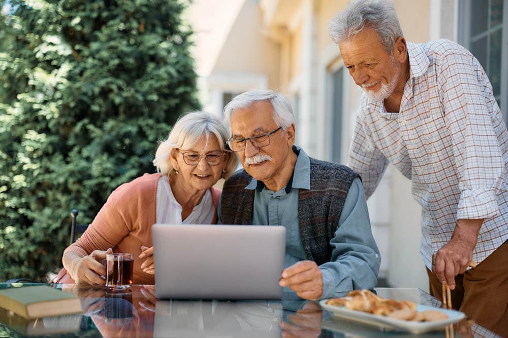 Caregiver and loved one using Memory Bright in dementia care