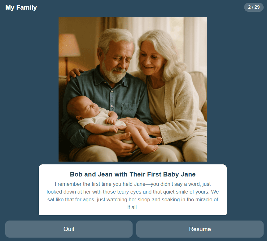 Auto Play Memory Activity screen